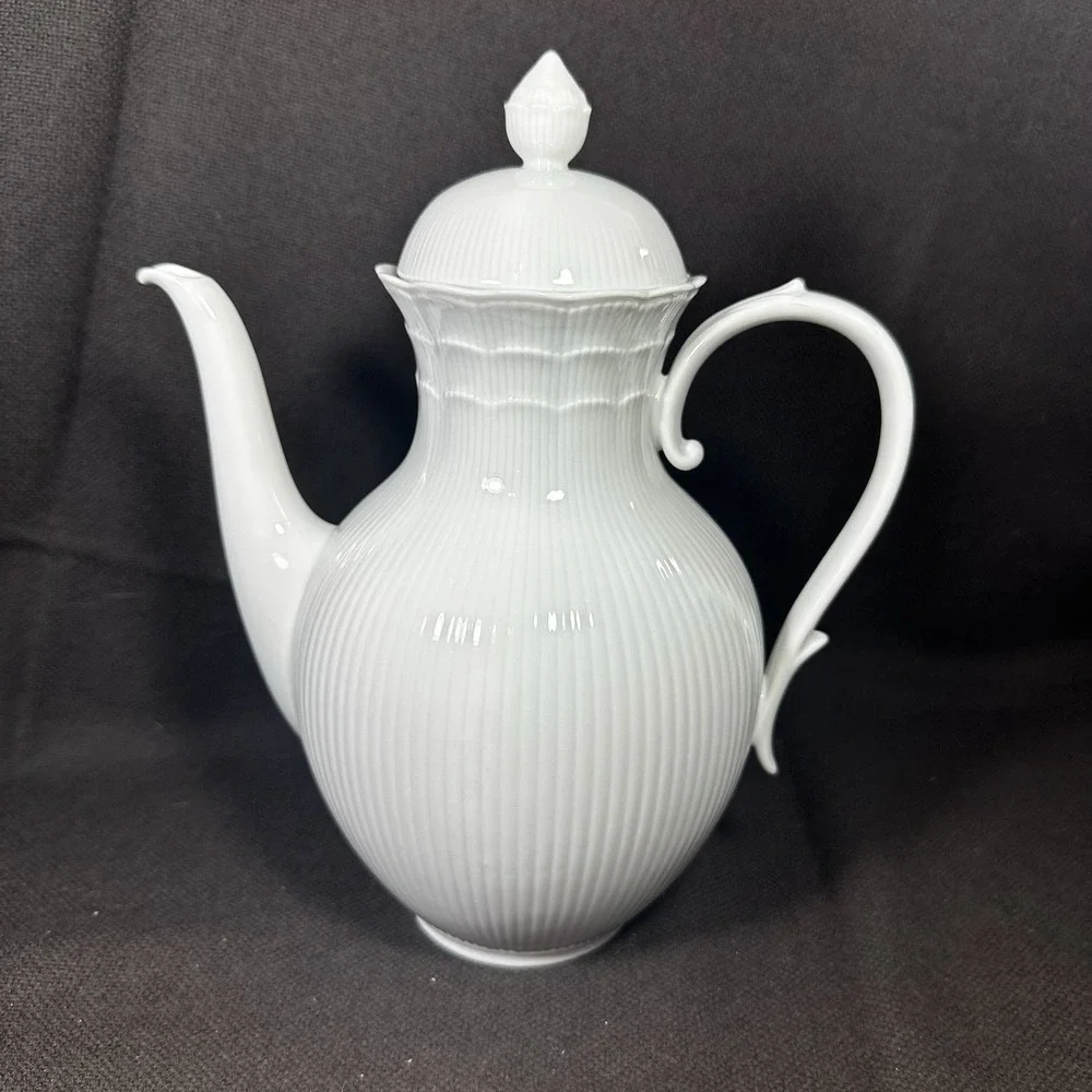 AK Kaiser Romantica White‎ Coffee Pot Tea Set W Germany Scalloped EXC MCM Vtg